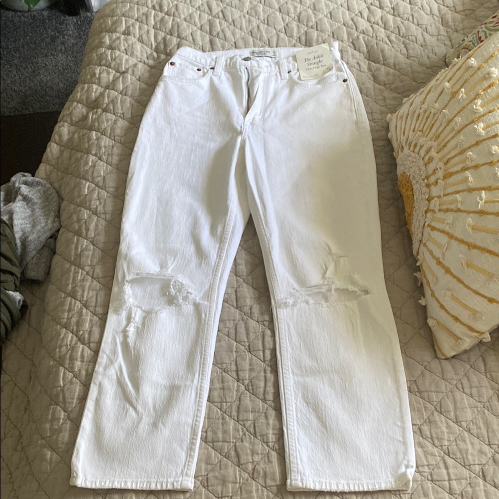 A&F curve love ankle straight ultra high rise jeans